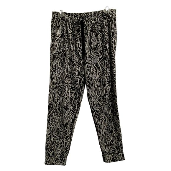Lululemon Jet Crop‎ Pants Pretty Palm Black Angel Wings Leaf Print Size 6 - Picture 1 of 7